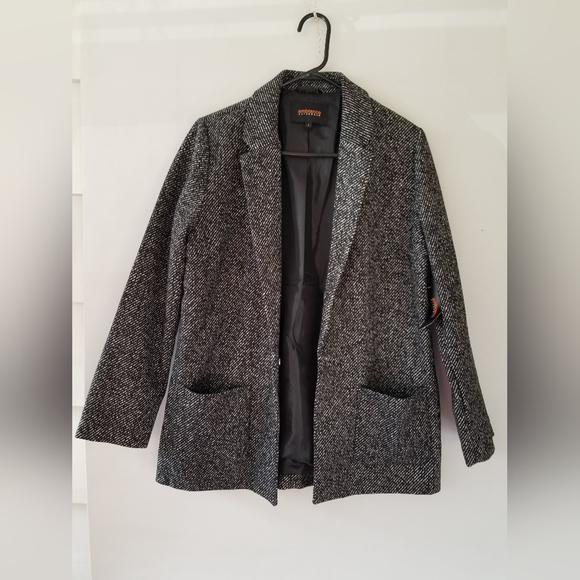 Women's Ambiance Outerware Jacket black & white tweed size large - Picture 10 of 13